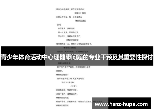 青少年体育活动中心理健康问题的专业干预及其重要性探讨